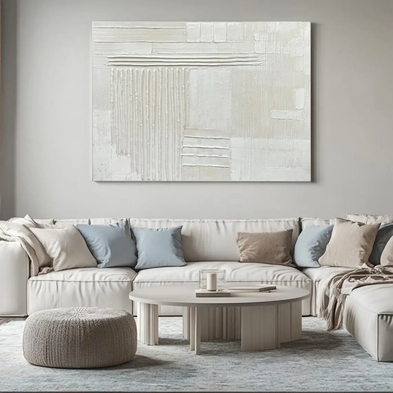 White Minimalistic Textured Art #MD254