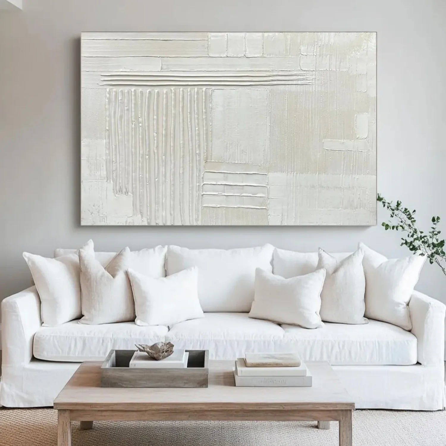 White Minimalistic Textured Art #MD254