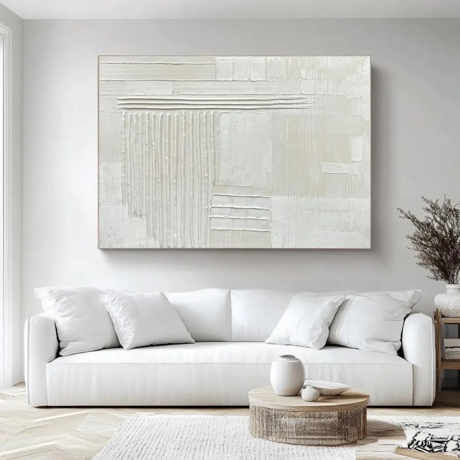 White Minimalistic Textured Art #MD254