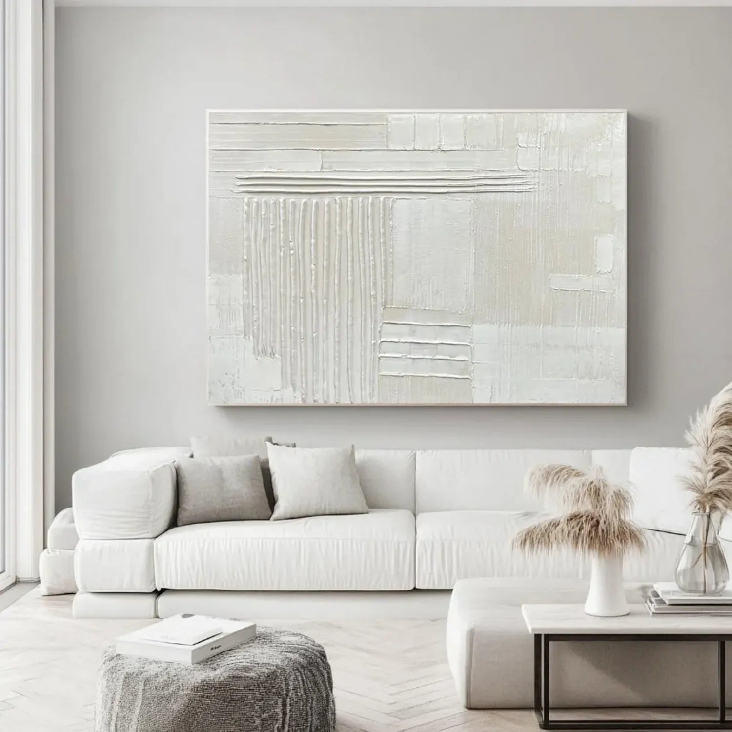 White Minimalistic Textured Art #MD254