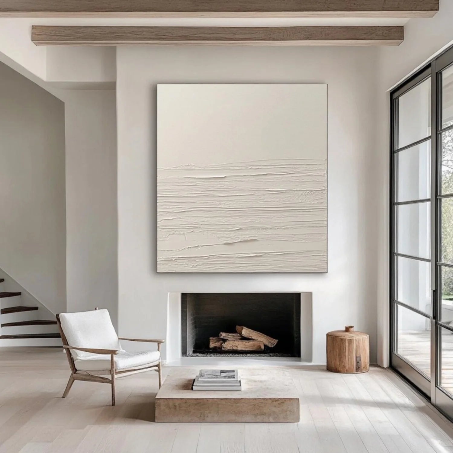 White Minimalistic Textured Art #MD250