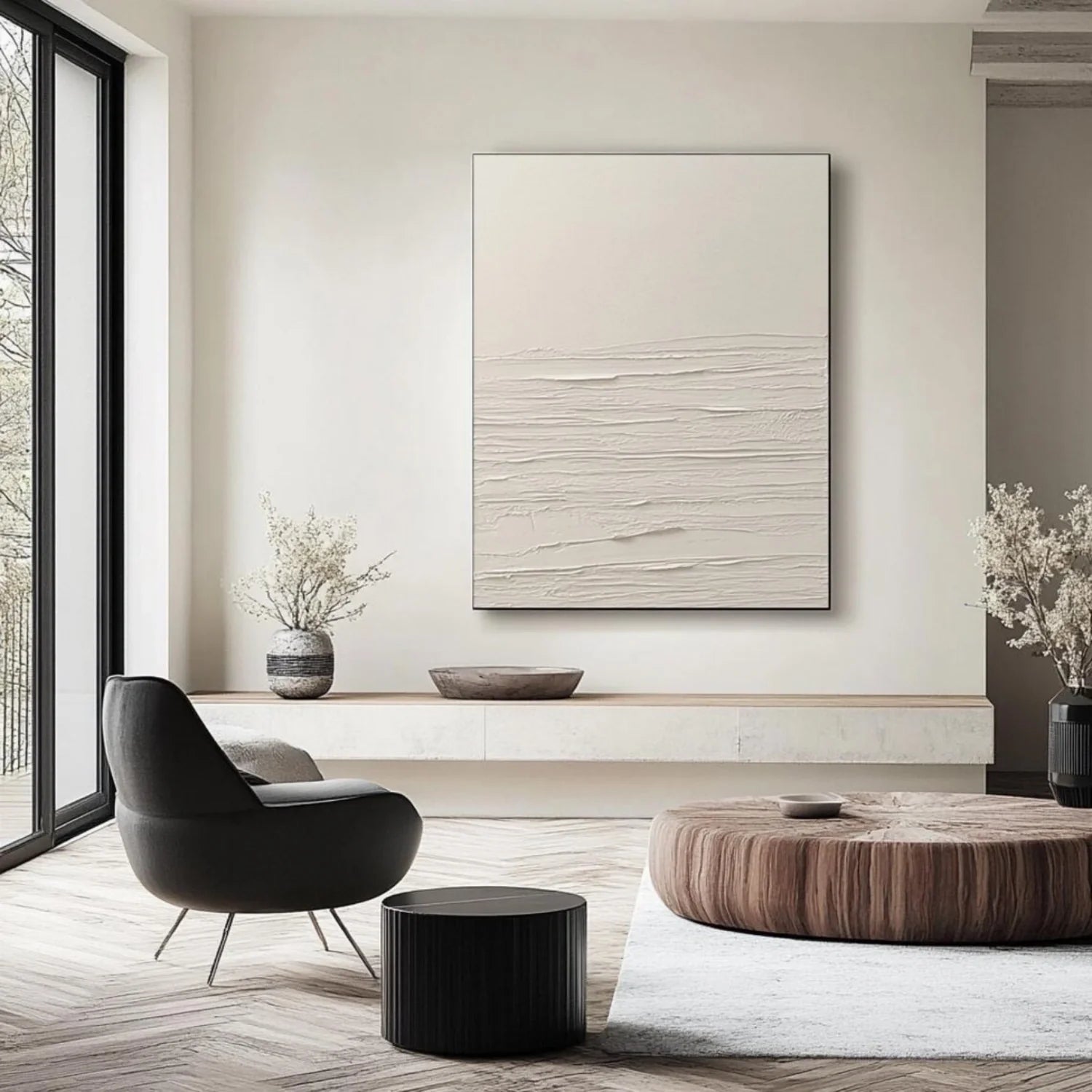 White Minimalistic Textured Art #MD250