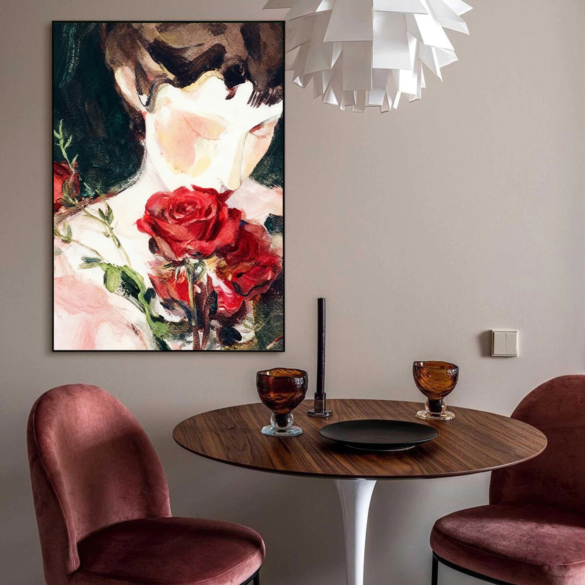 Woman with Red Roses Oil Painting #AB321