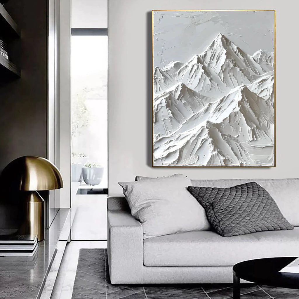 Minimalist White Mountain Painting #MD113