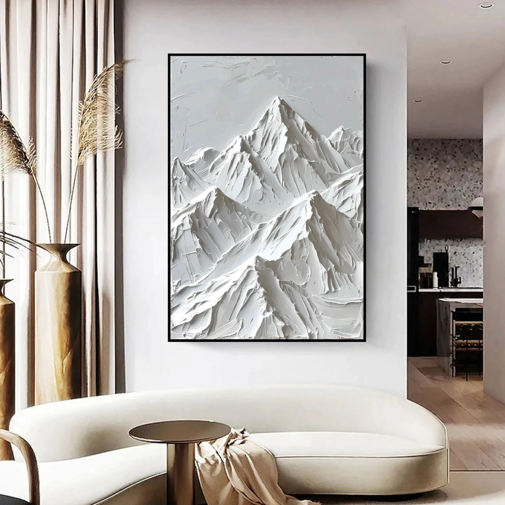 Minimalist White Mountain Painting #MD113