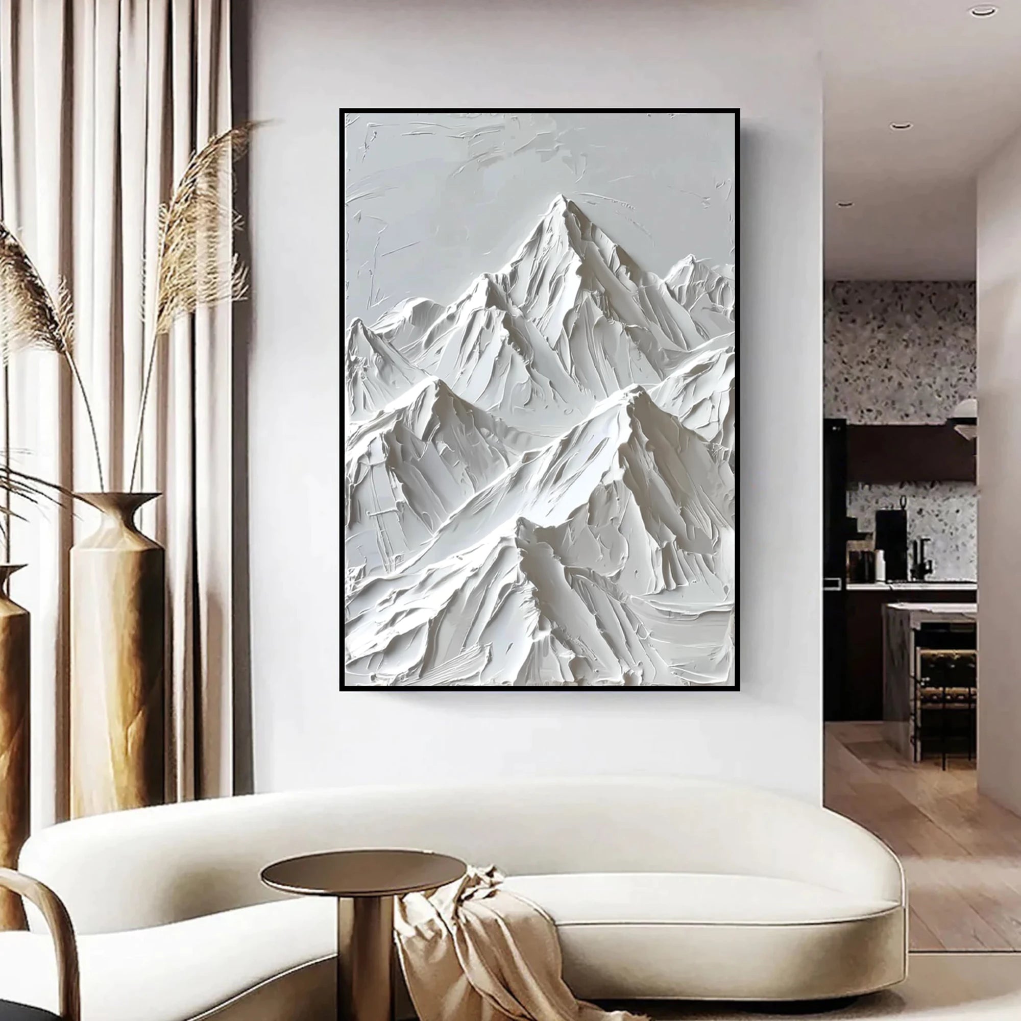 Minimalist White Mountain Painting #MD113