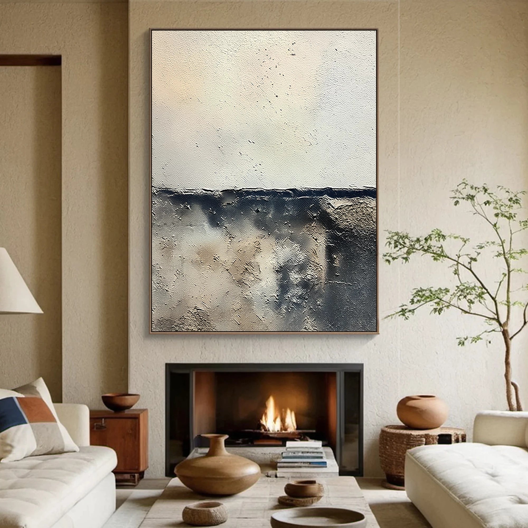 Beige Grey Wabi-Sabi Oil Painting #WA56