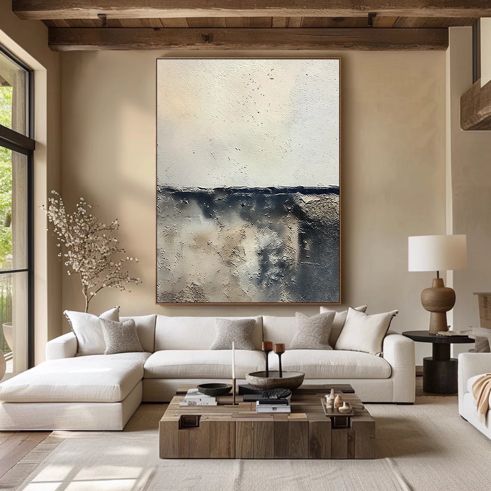 Beige Grey Wabi-Sabi Oil Painting #WA56