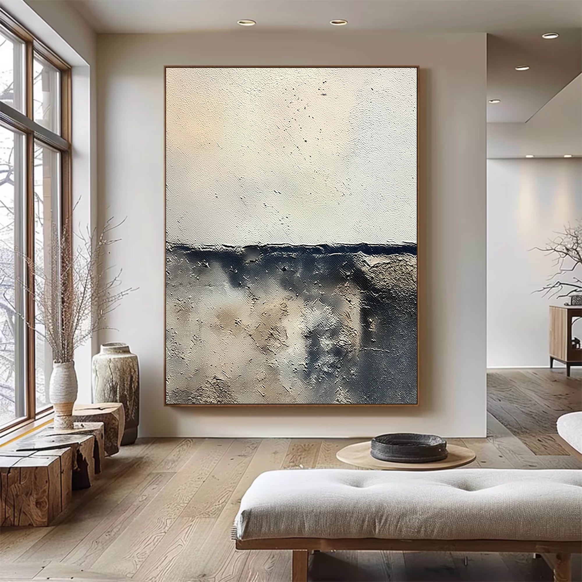 Beige Grey Wabi-Sabi Oil Painting #WA56