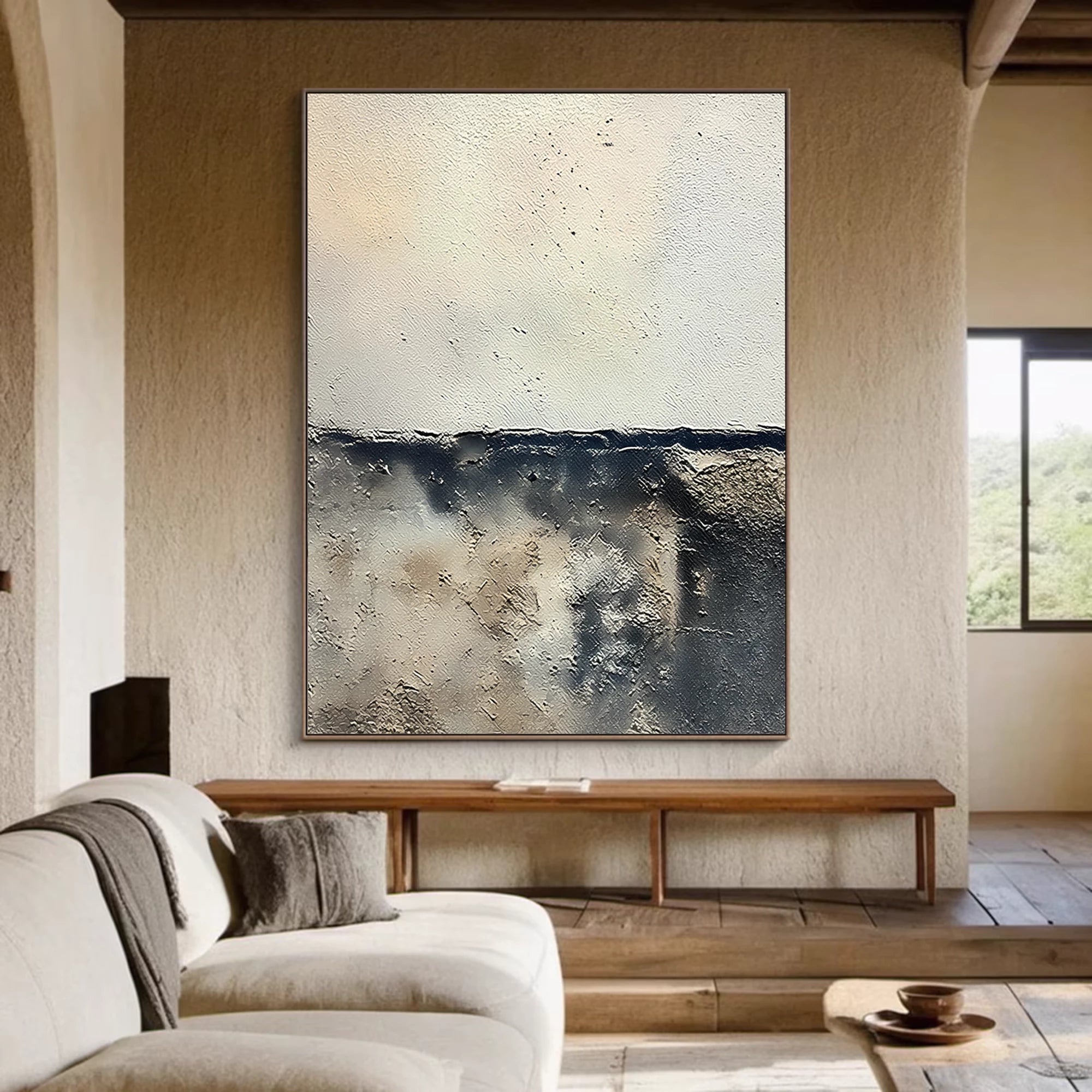 Beige Grey Wabi-Sabi Oil Painting #WA56