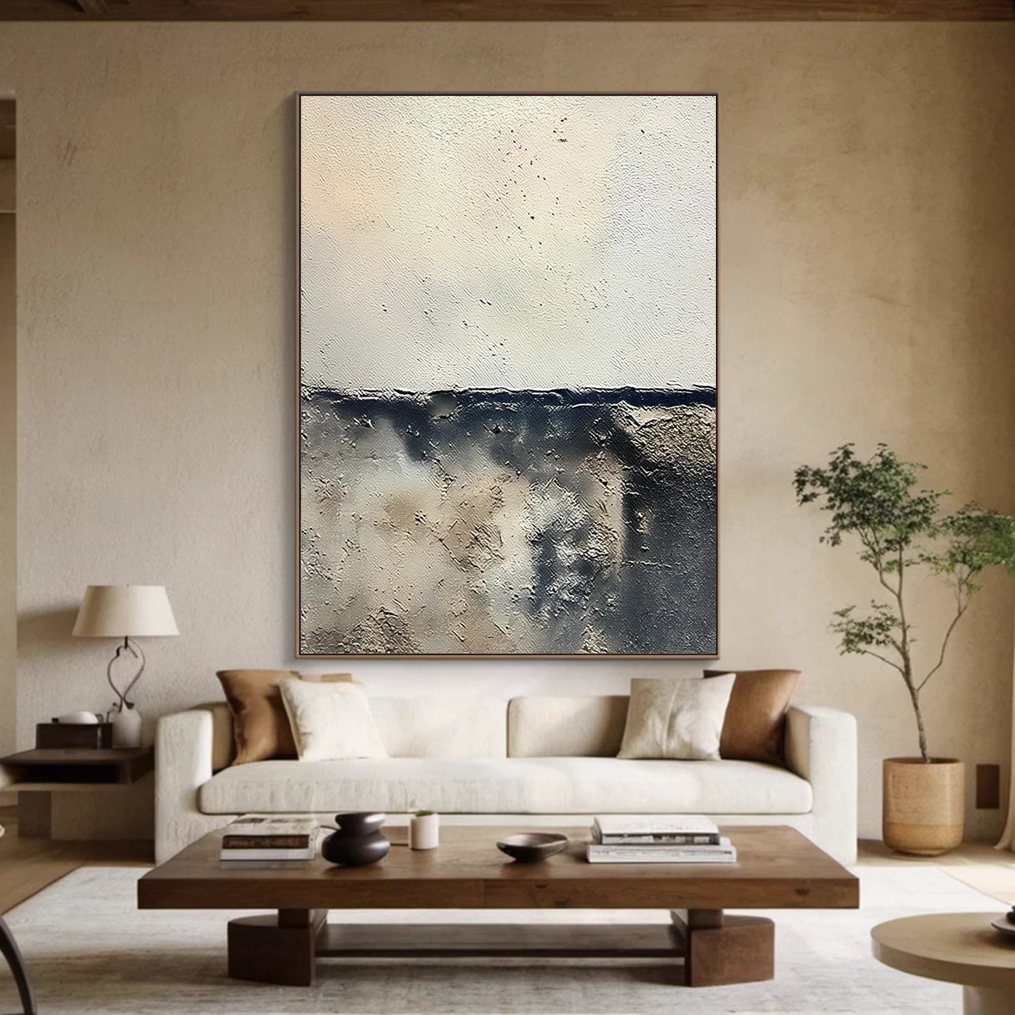 Beige Grey Wabi-Sabi Oil Painting #WA56
