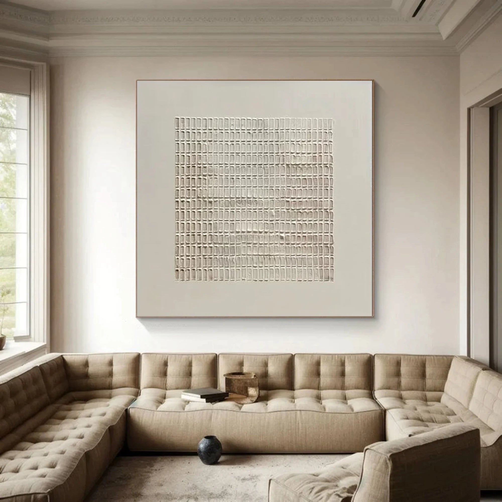 Minimalist Plaid Texture Oil Painting #JM84