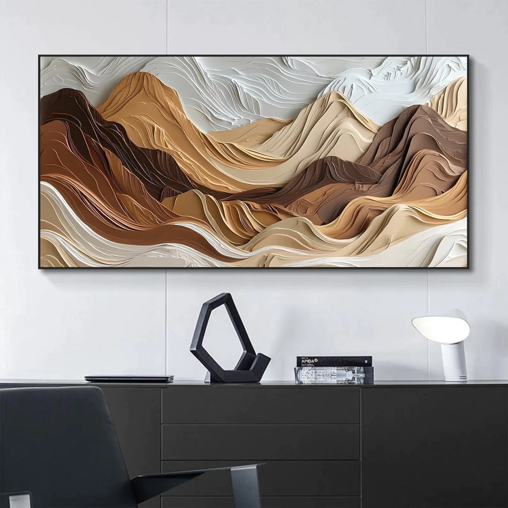 3D Impasto Earth Tone Mountain Wall Art #MD223
