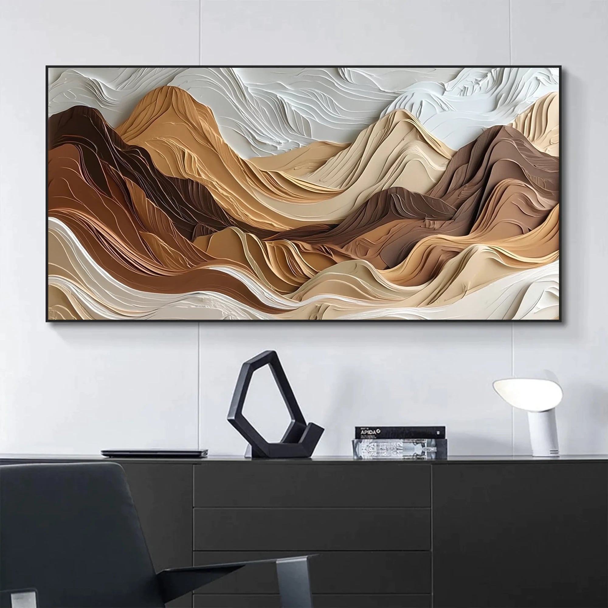 3D Impasto Earth Tone Mountain Wall Art #MD223