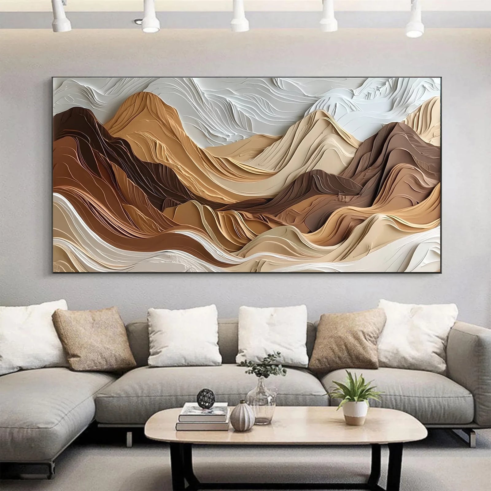 3D Impasto Earth Tone Mountain Wall Art #MD223