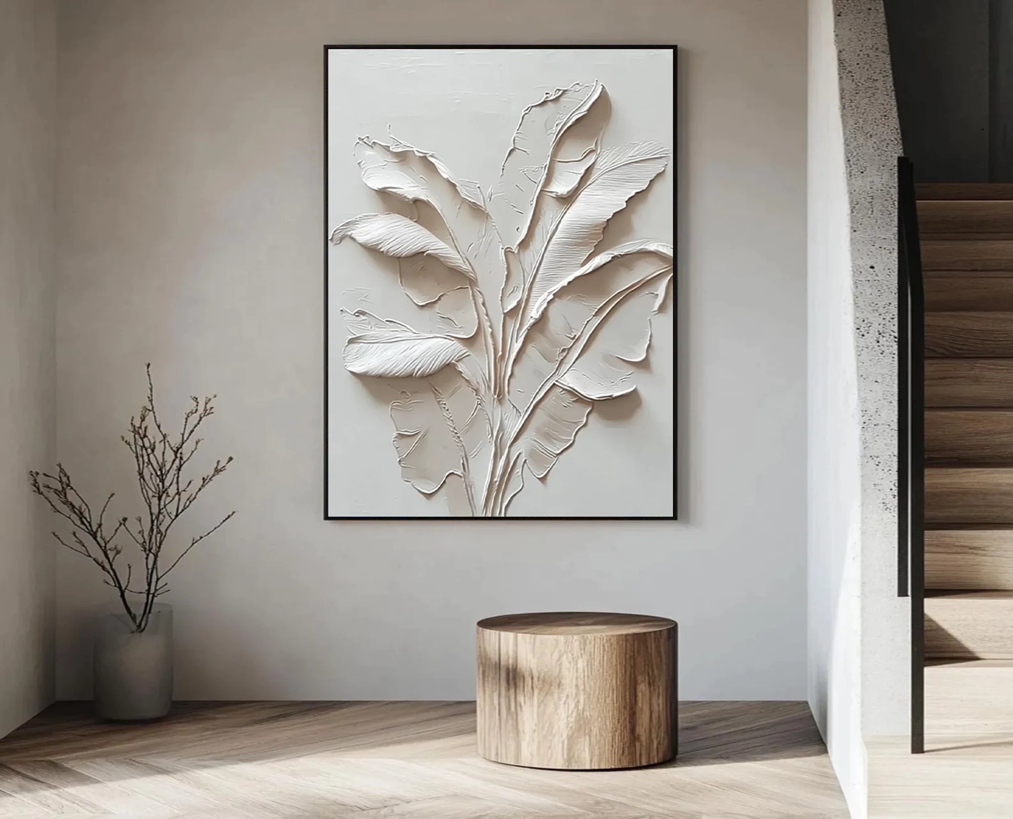 3D Neutral Plant Impasto Wall Art #FT64