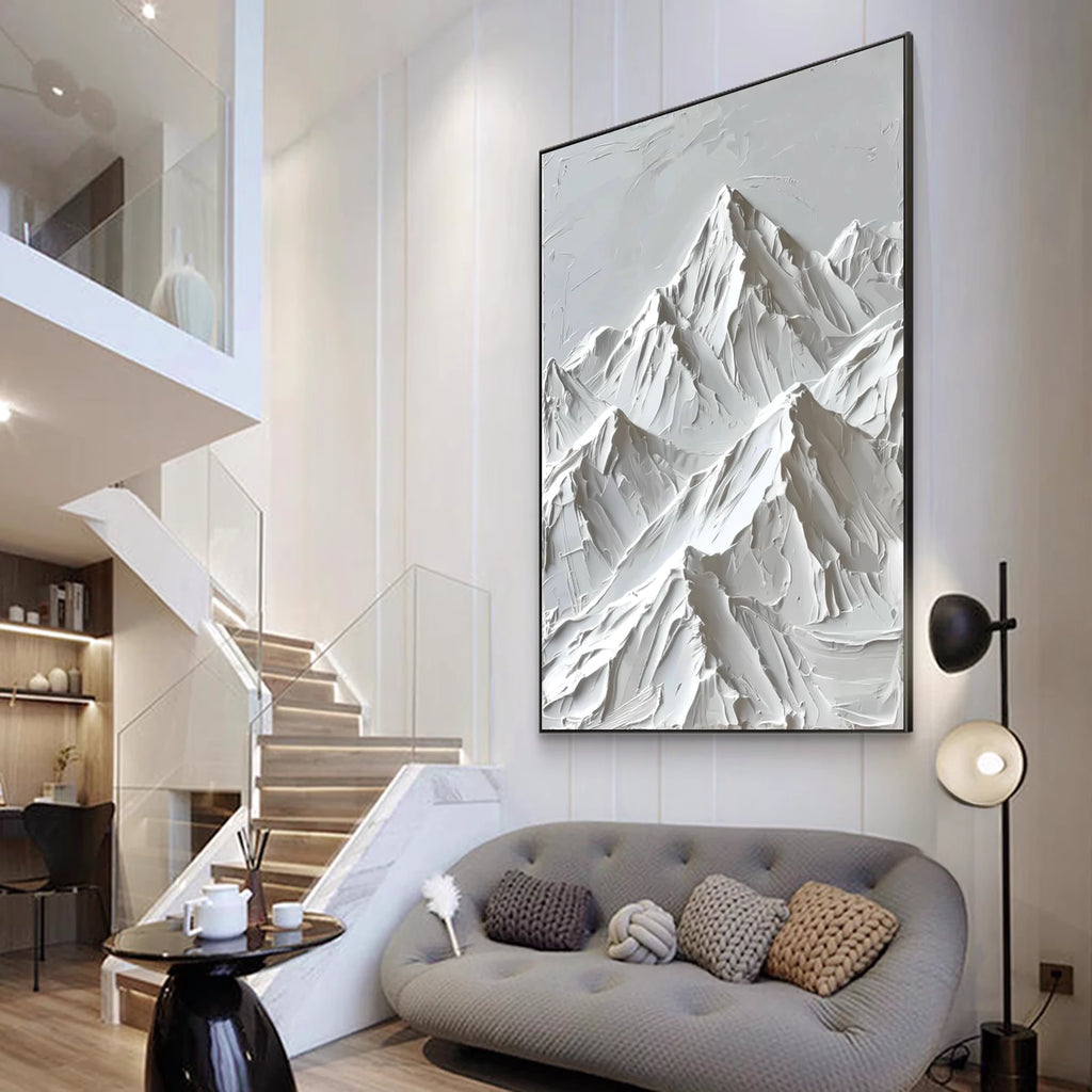Minimalist White Mountain Painting #MD113