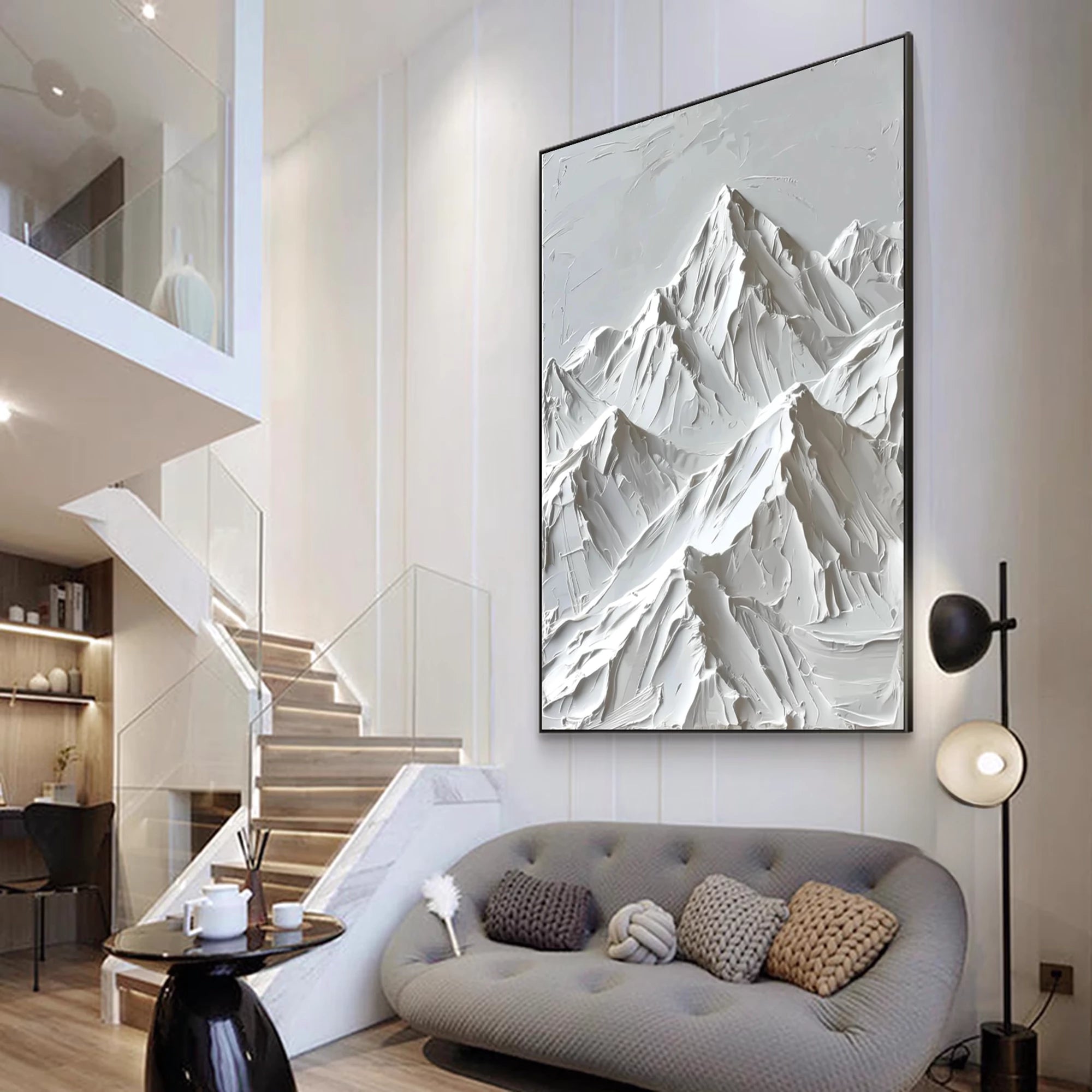 Minimalist White Mountain Painting #MD113