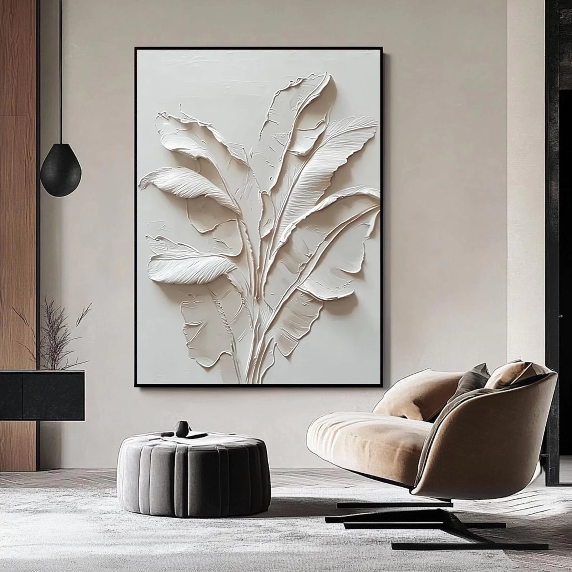 3D Neutral Plant Impasto Wall Art #FT64