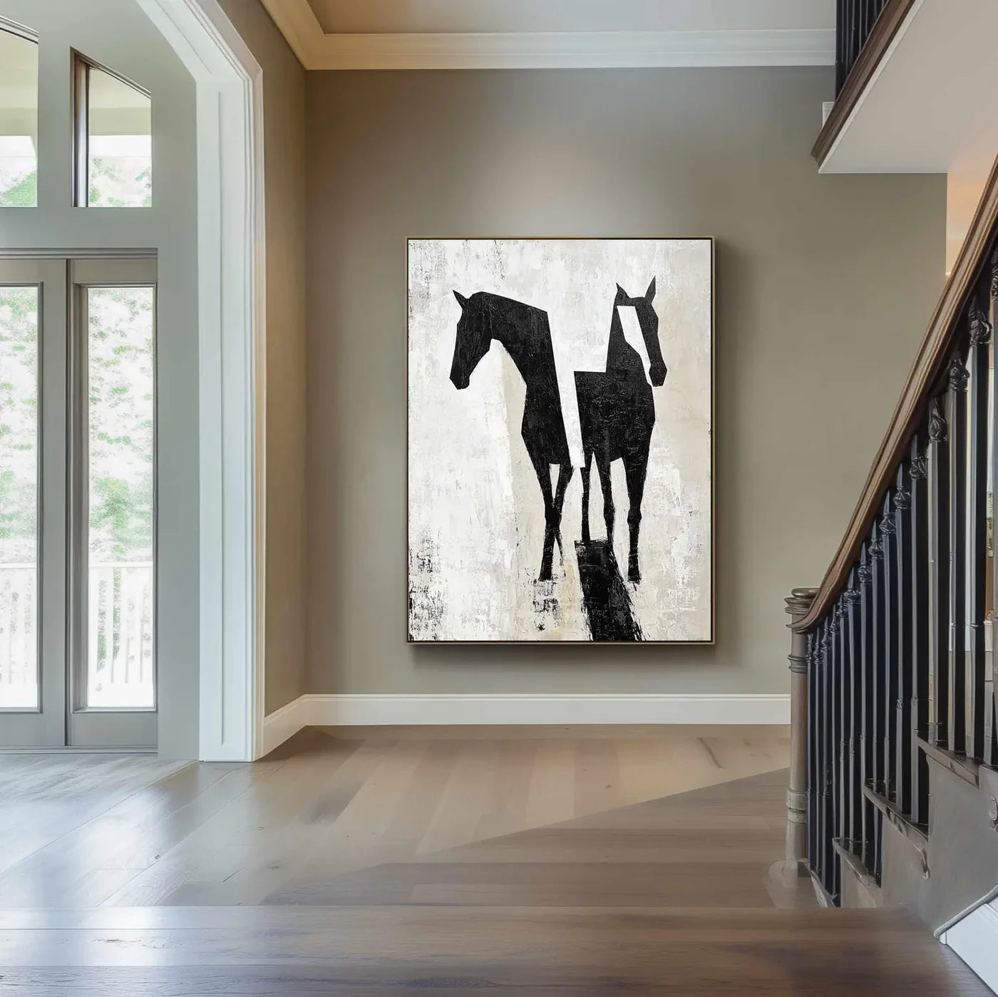 Abstract Two Horse Art Painting #AM281