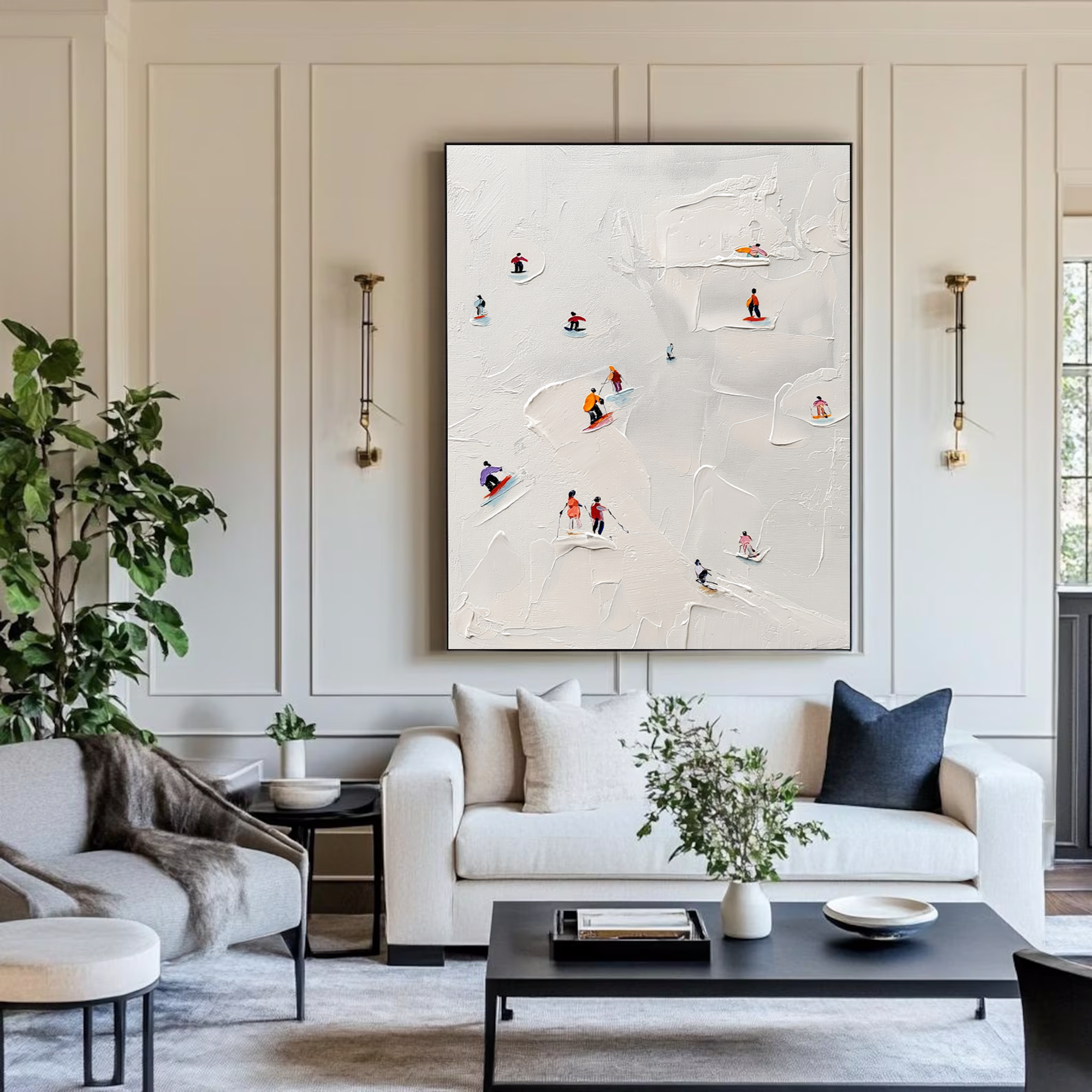 Minimalist White Impasto Decor #AS192