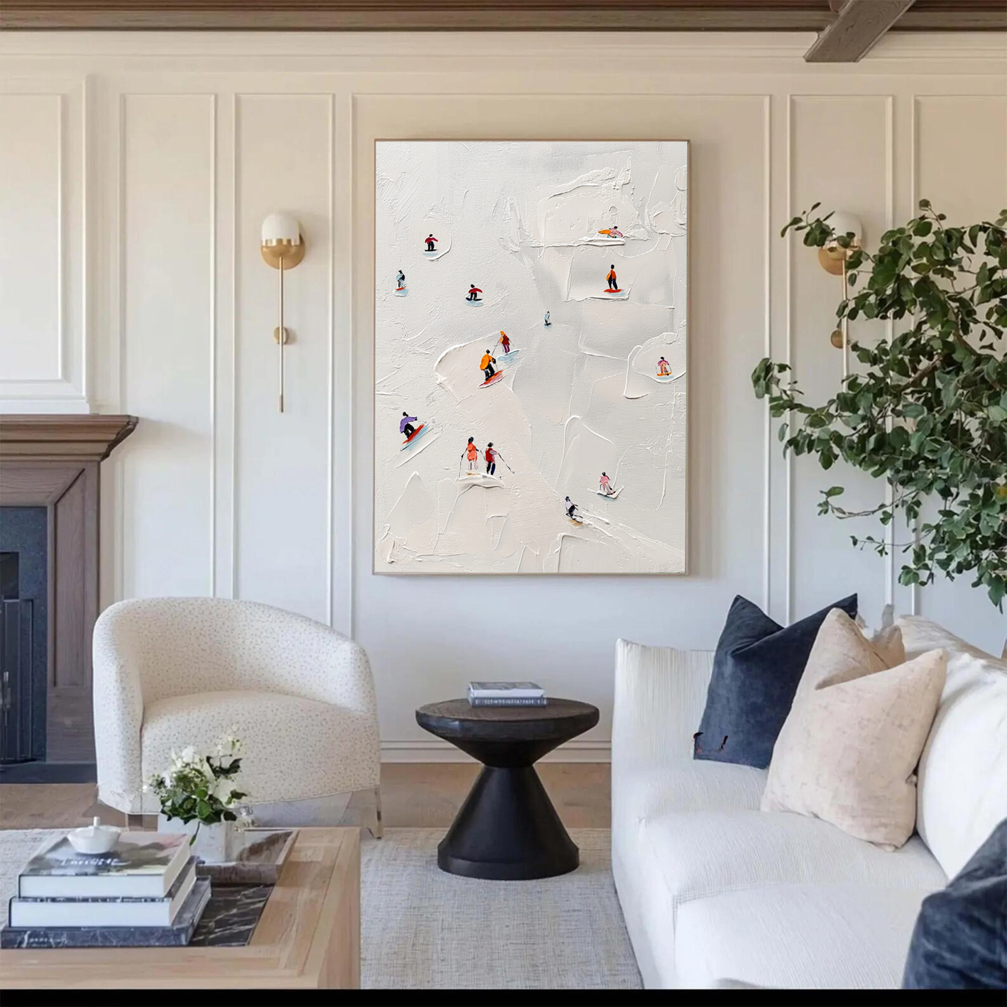 Minimalist White Impasto Decor #AS192