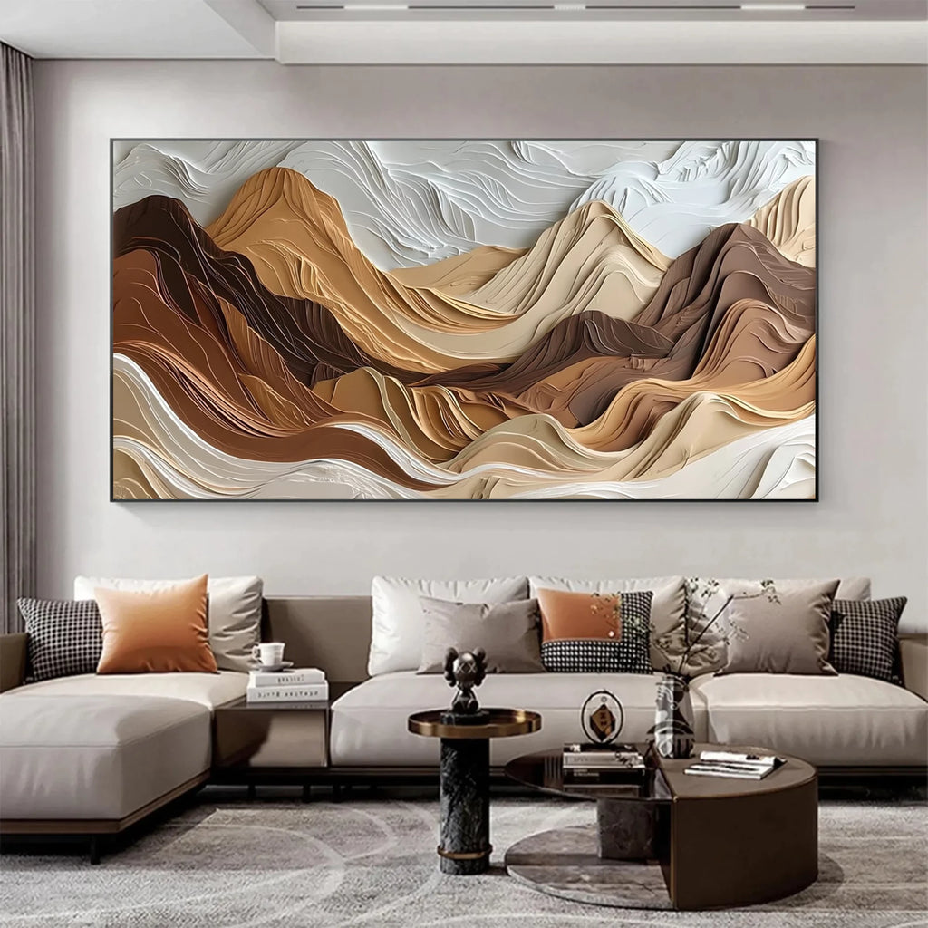 3D Impasto Earth Tone Mountain Wall Art #MD223
