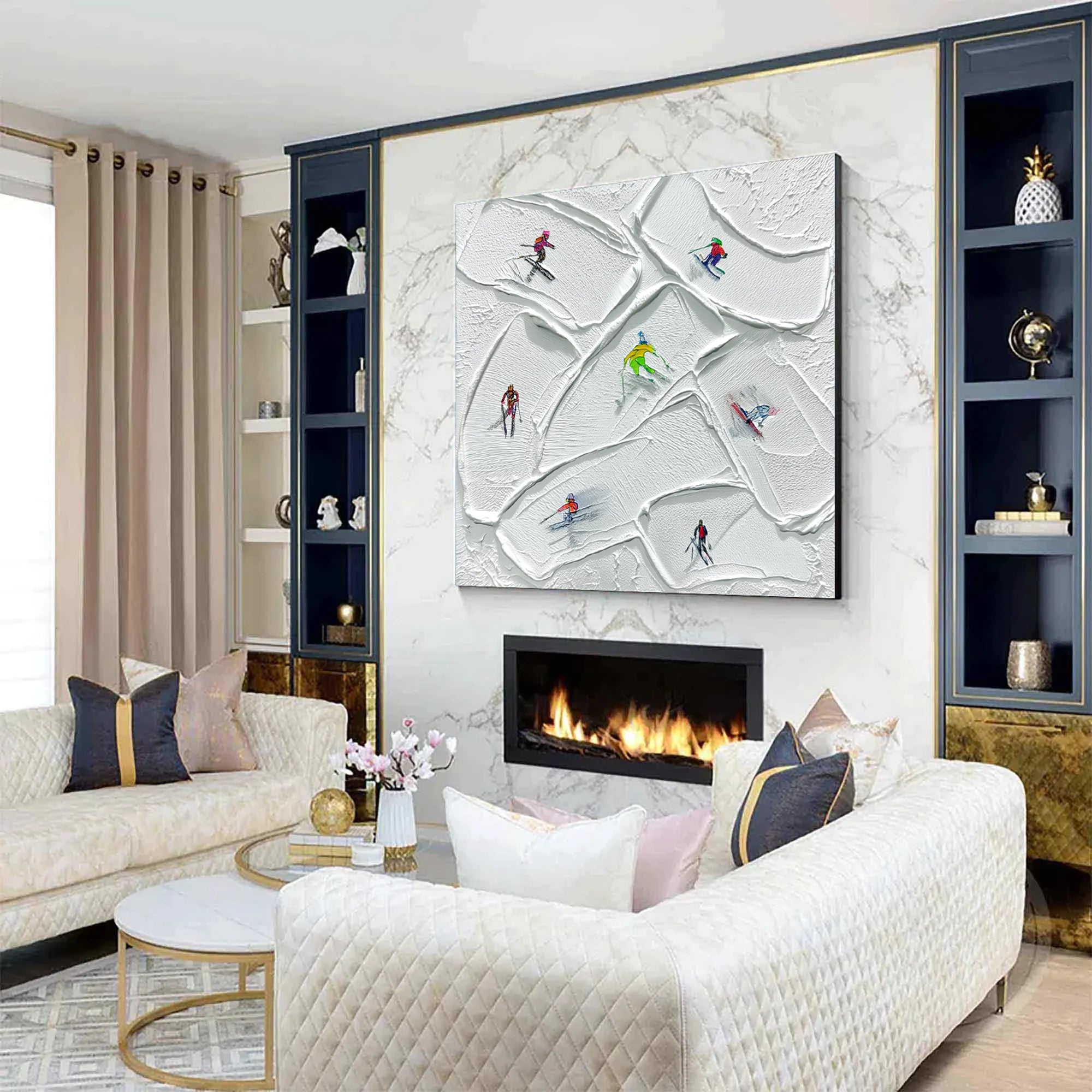 Minimalist Skier Impasto Decorative Painting #AS279