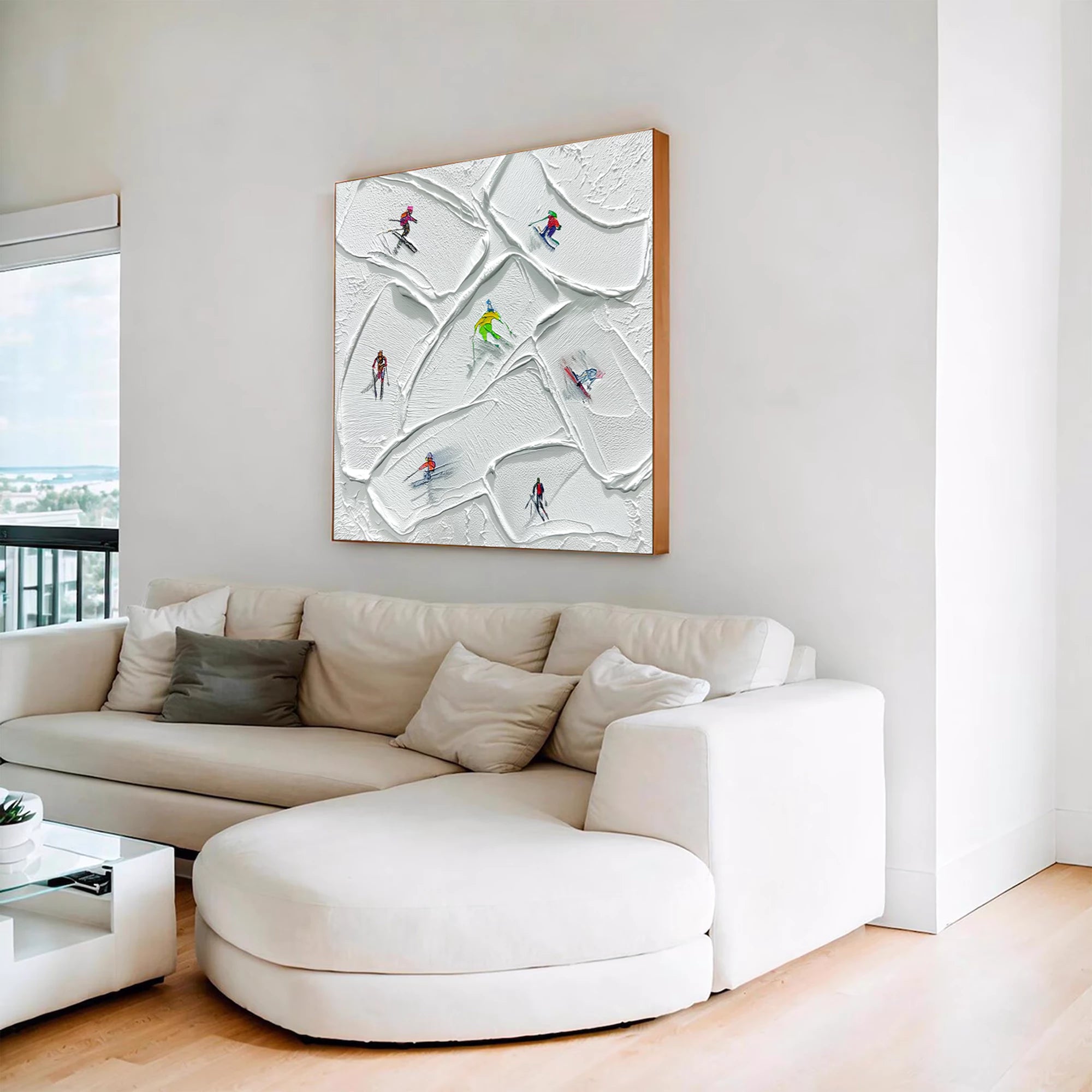 Minimalist Skier Impasto Decorative Painting #AS279