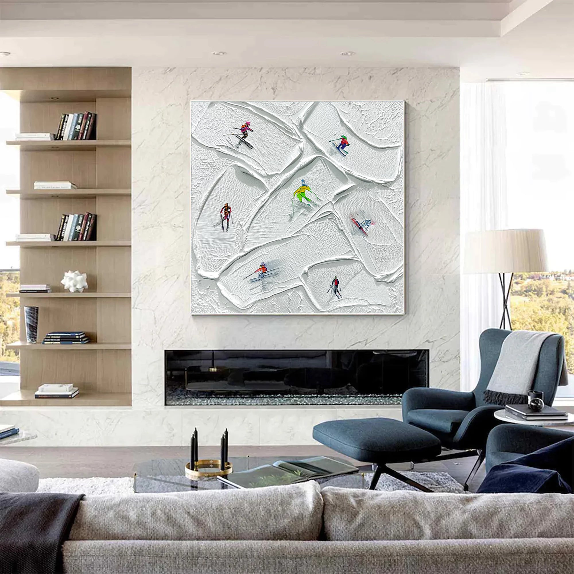 Minimalist Skier Impasto Decorative Painting #AS279