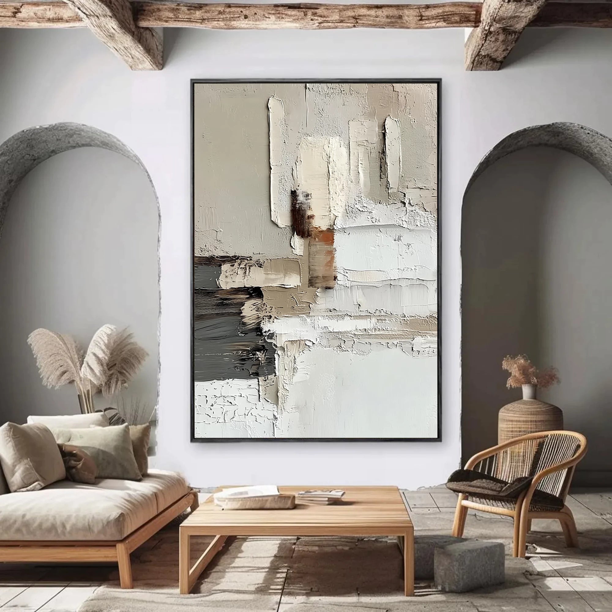 Neutral Tone Textured Abstract Oil Painting #WA58