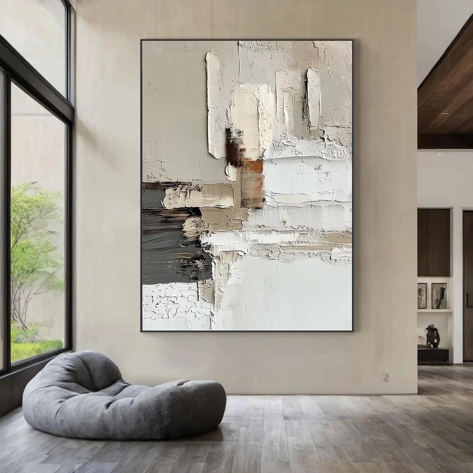 Neutral Tone Textured Abstract Oil Painting #WA58