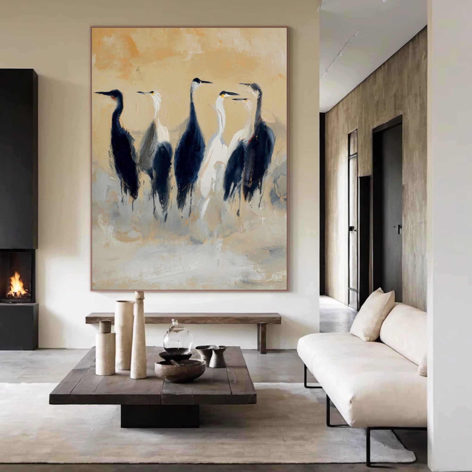 Neutral Tone Bird Canvas Art #AM124