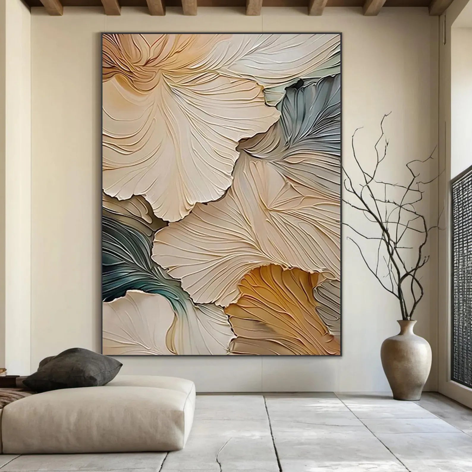 Neutral Leaf Impasto Wall Art #FT105