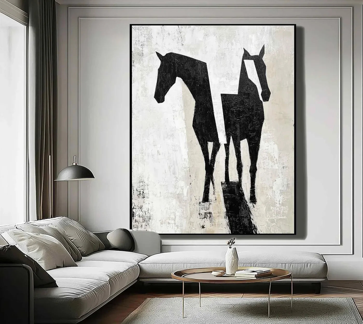 Abstract Two Horse Art Painting #AM281