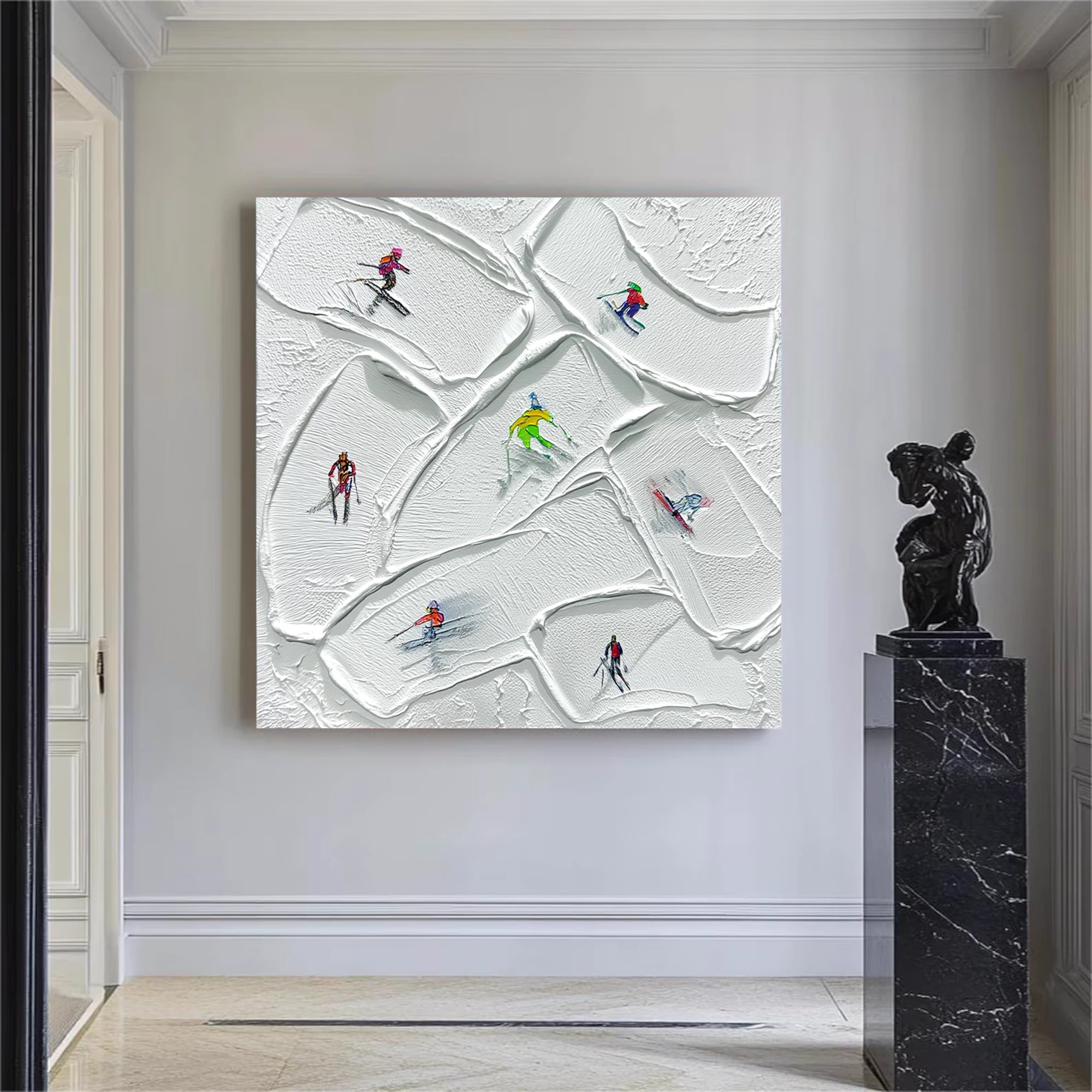 Minimalist Skier Impasto Decorative Painting #AS279
