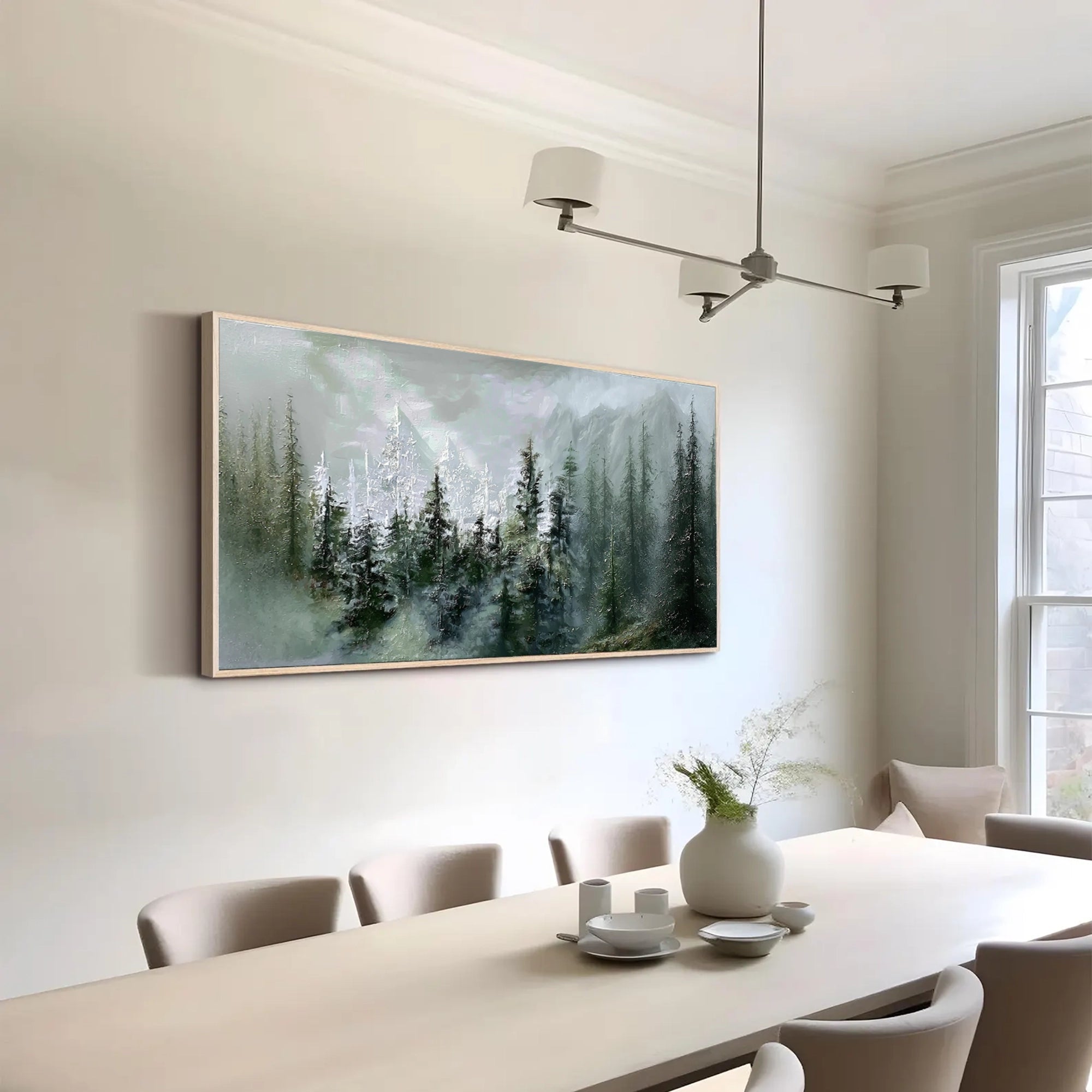 Misty Mountain Forest Oil Painting #FT917