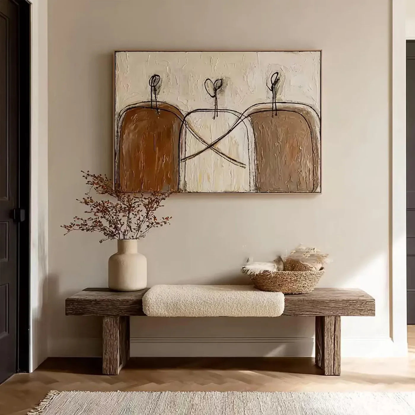 Minimalist Neutral Abstract Trio Art, Wabi Sabi Wall Decor #WA213
