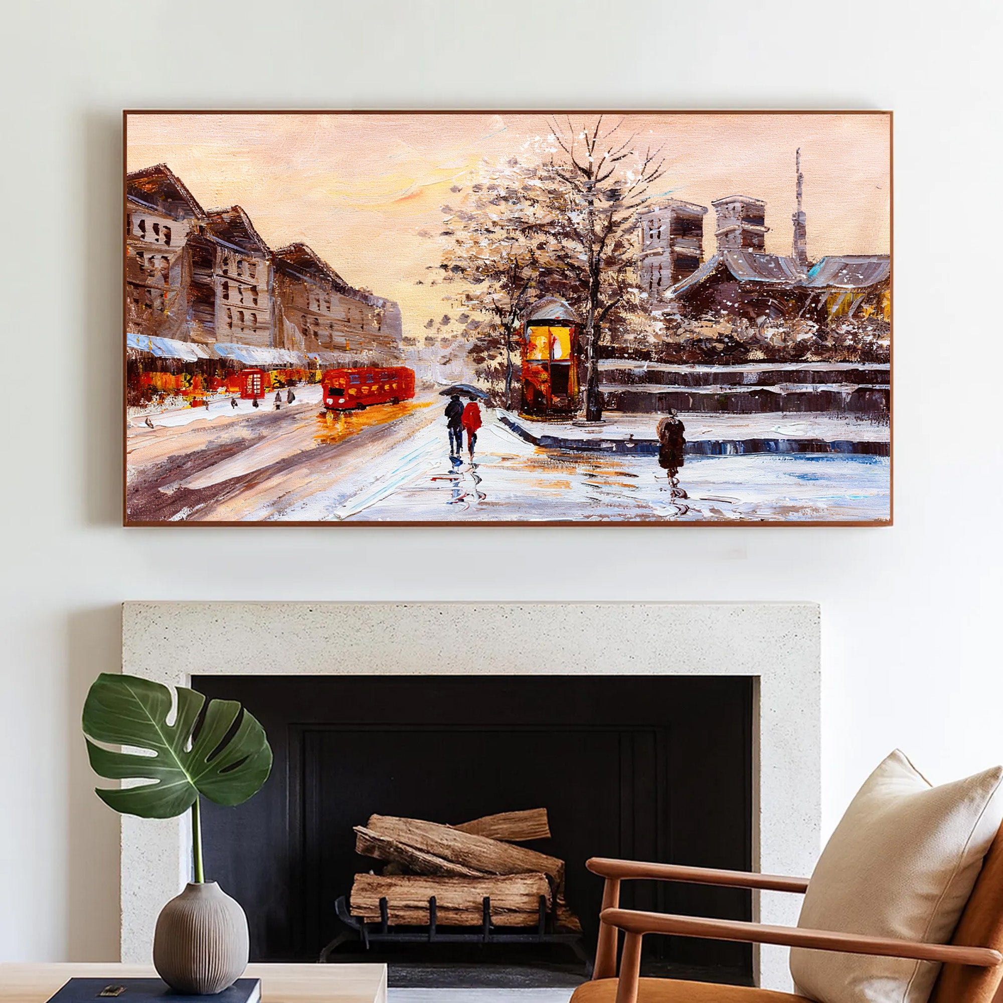Vintage Paris Winter Street Scene Painting #MD711