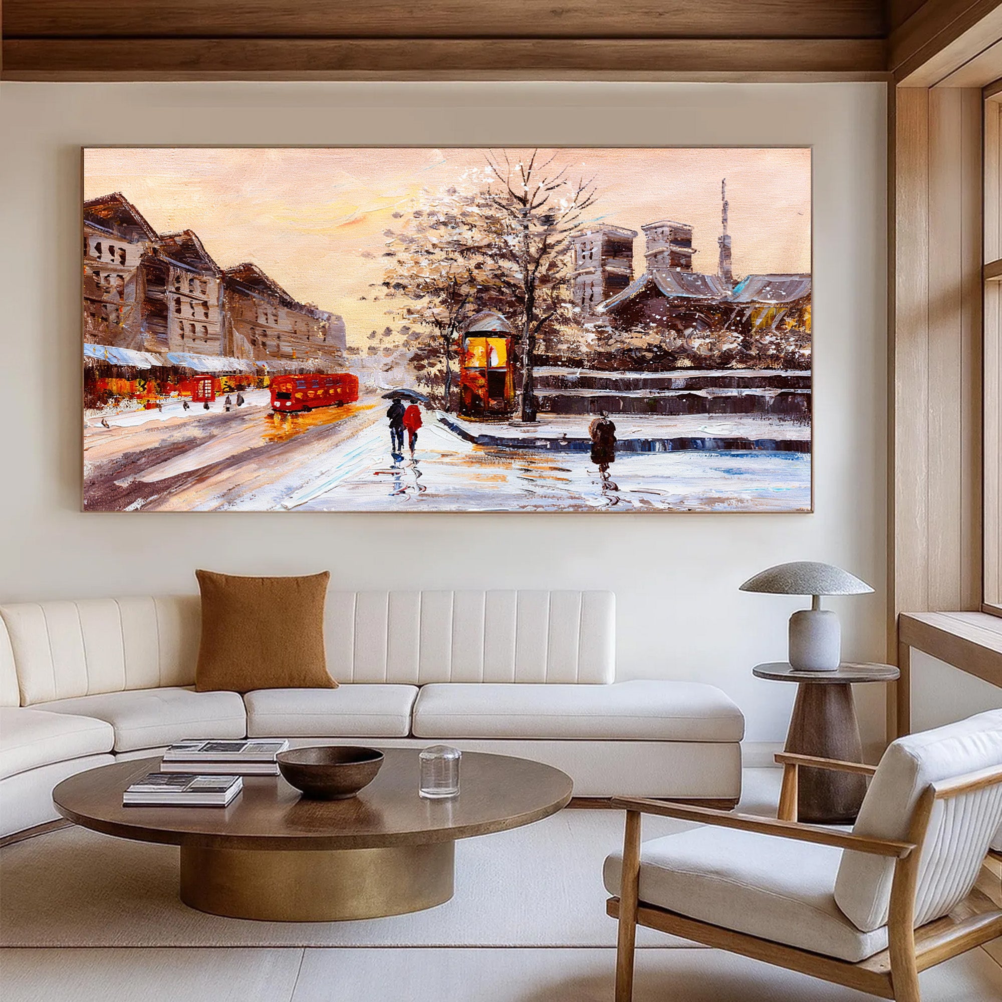 Vintage Paris Winter Street Scene Painting #MD711