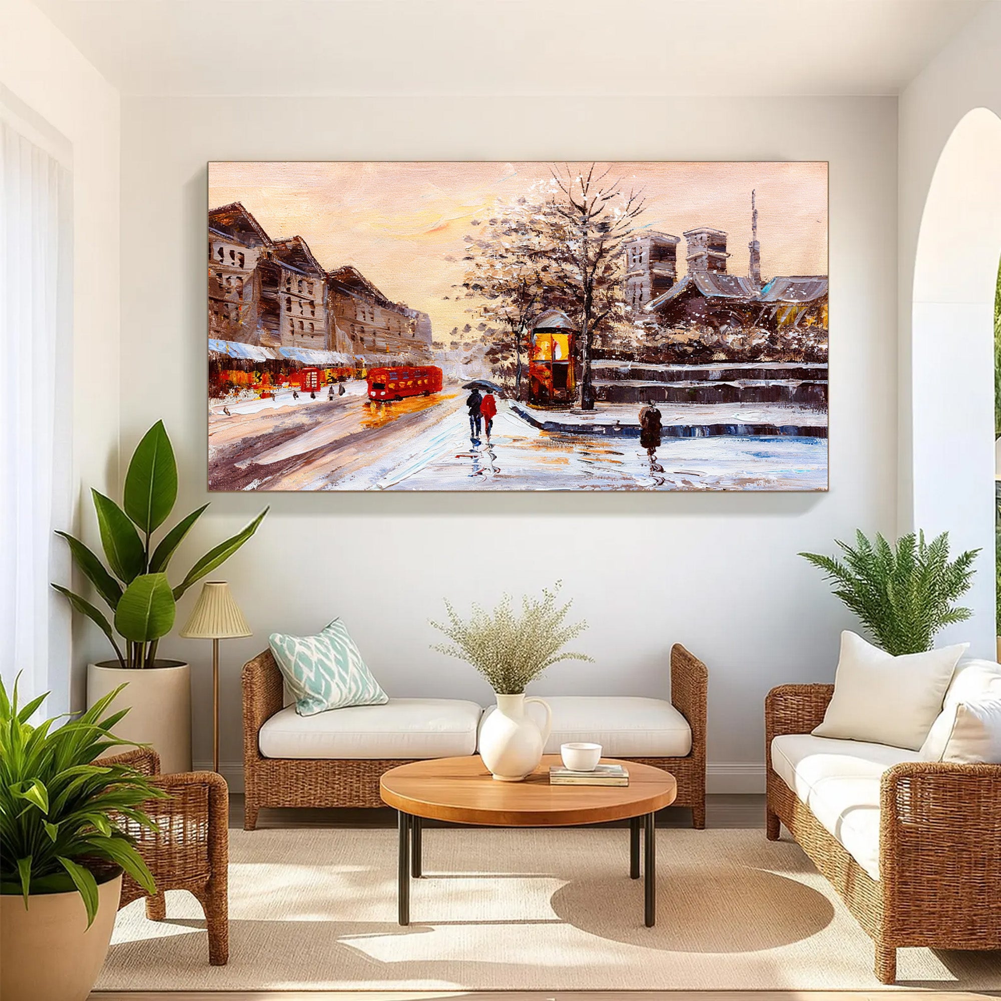 Vintage Paris Winter Street Scene Painting #MD711