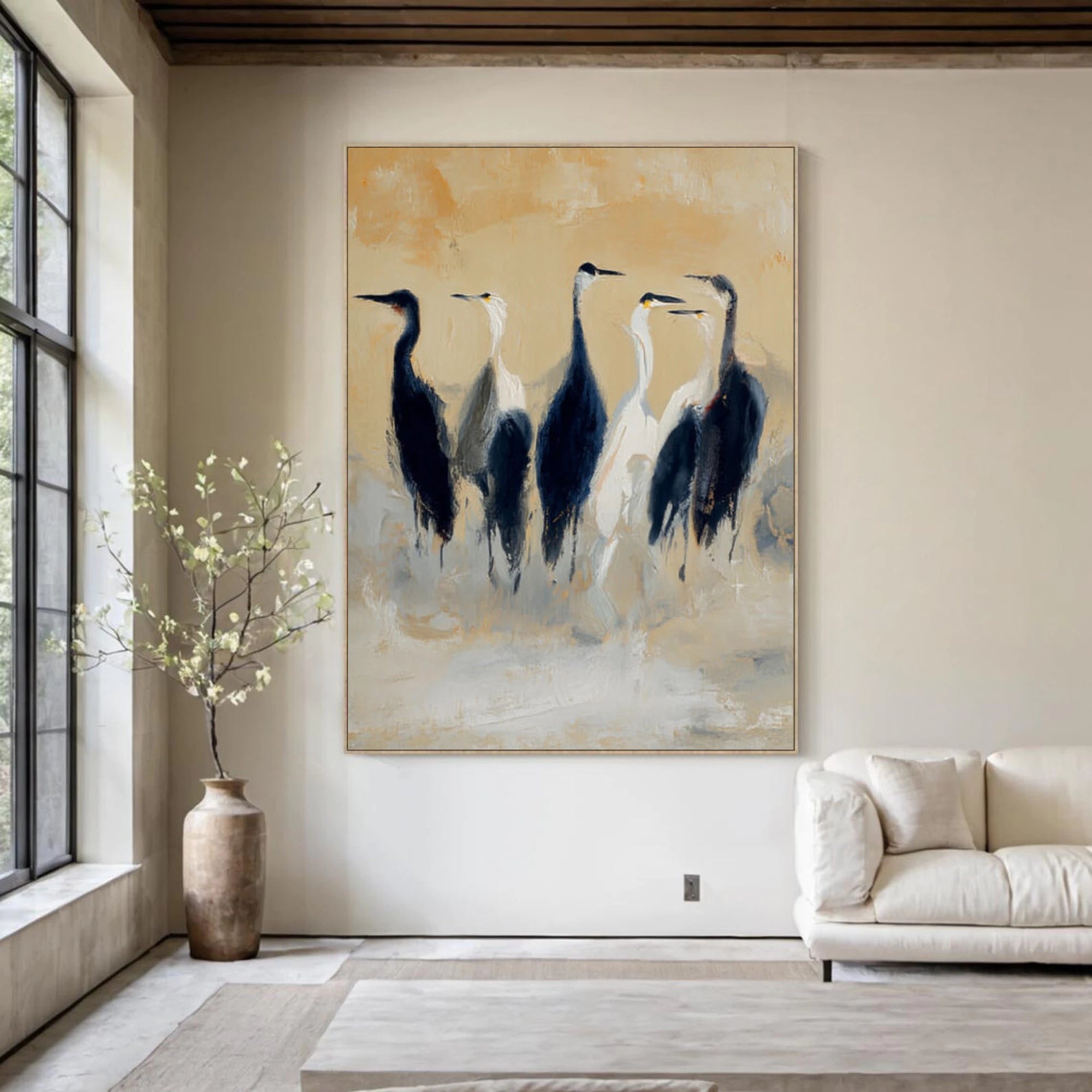 Neutral Tone Bird Canvas Art #AM124