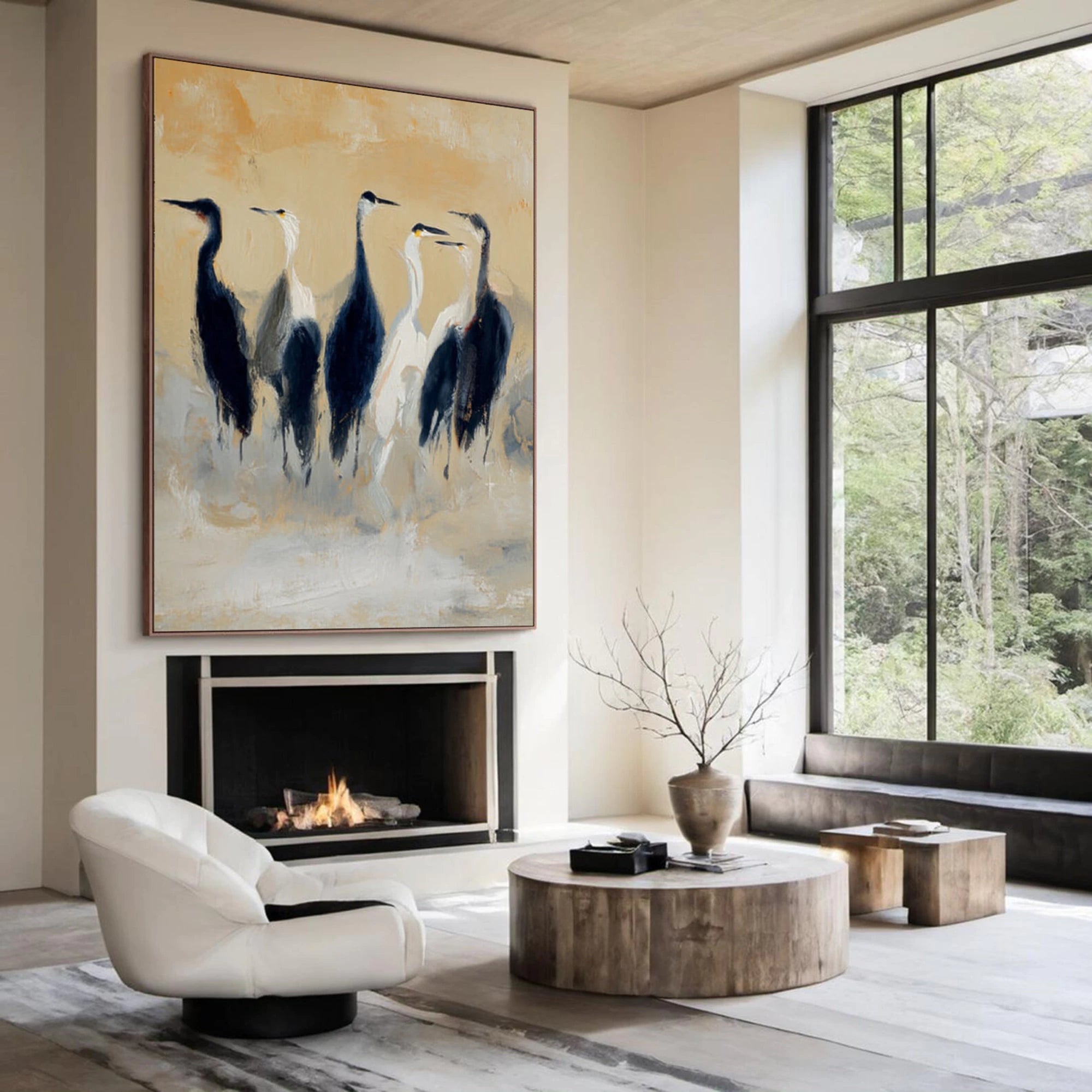 Neutral Tone Bird Canvas Art #AM124