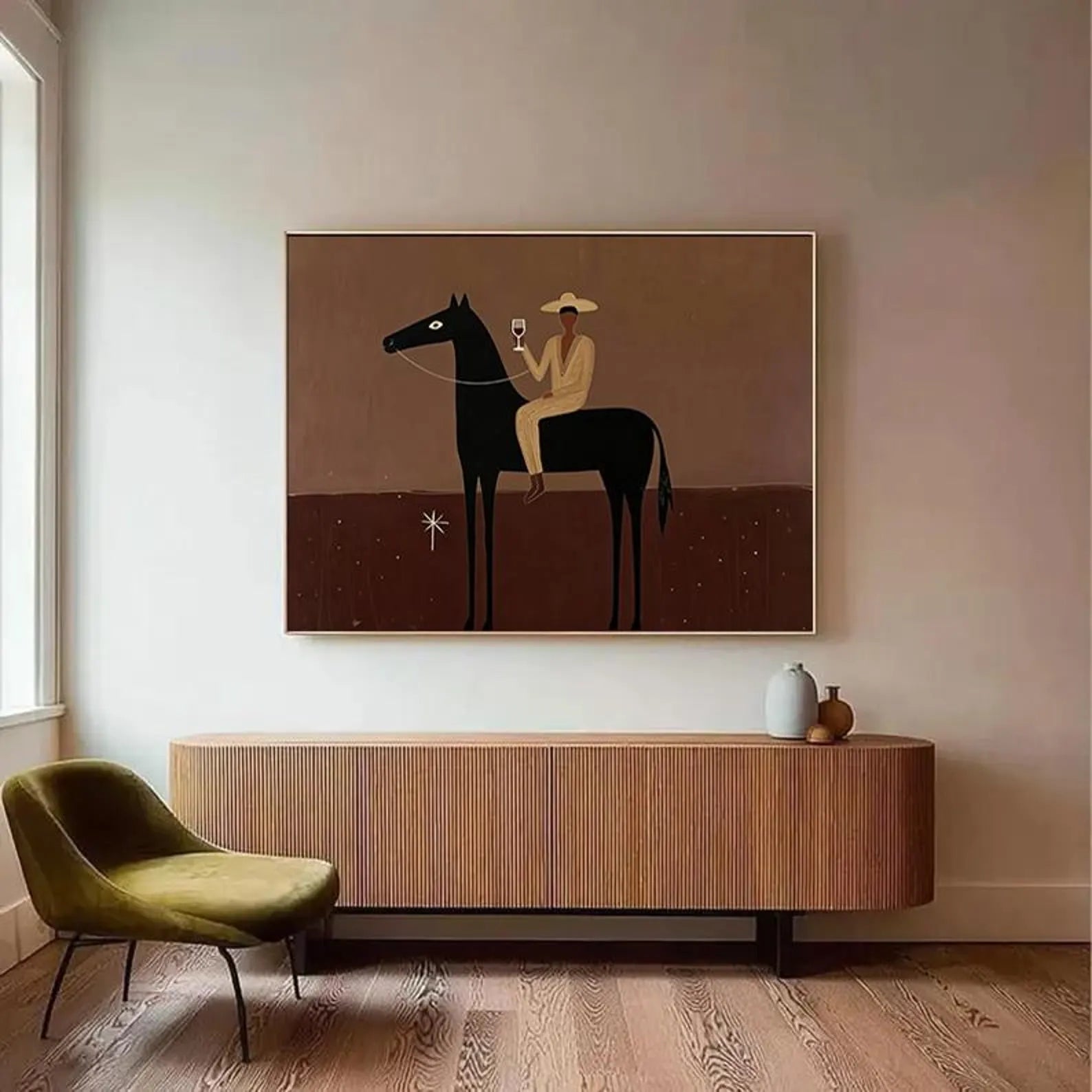 Minimalist Western Style Rider Art #AB339