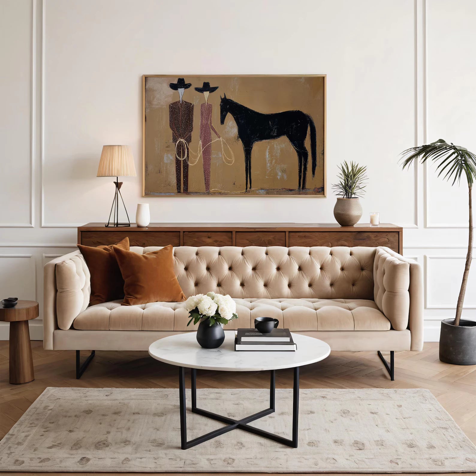 Vintage Western Black Horse Art #AB338