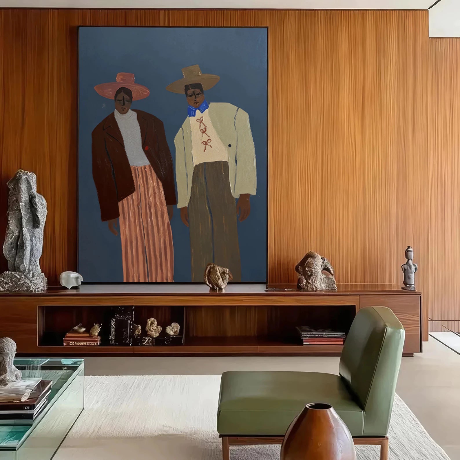 Expressive Cowboy Figures Contemporary Wall Ar #AB553