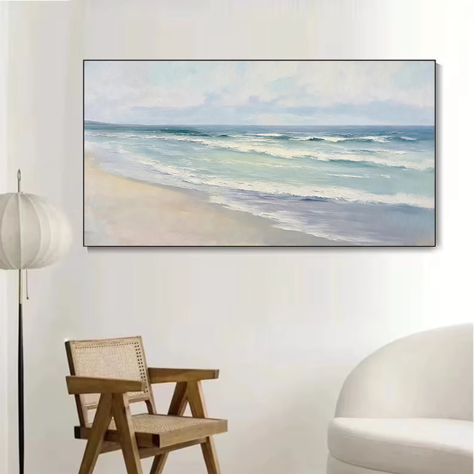 Minimalist Ocean Wave Canvas Art #SK46