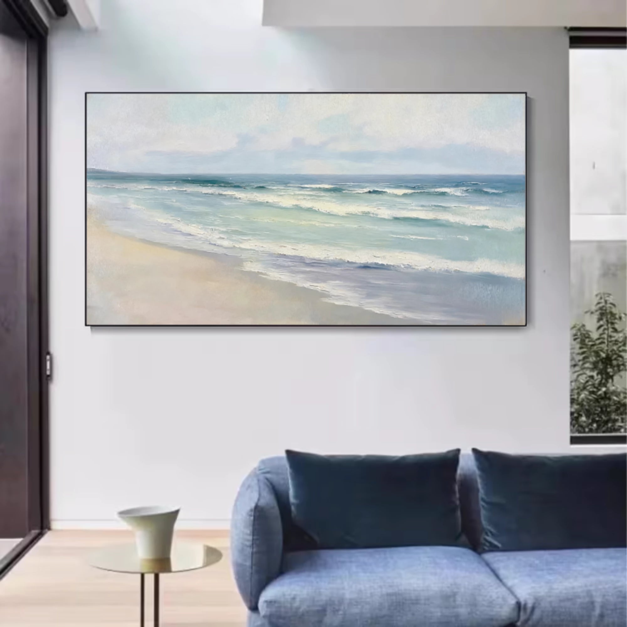 Minimalist Ocean Wave Canvas Art #SK46