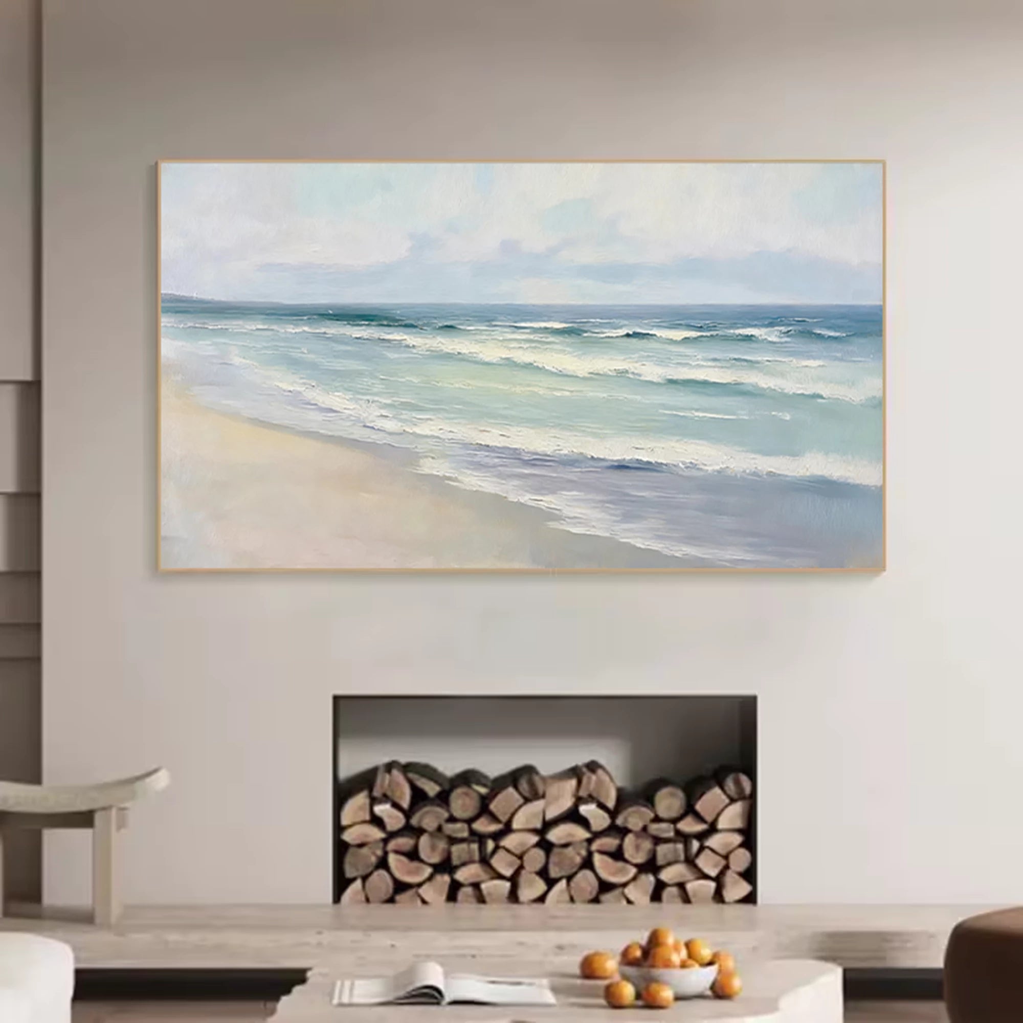 Minimalist Ocean Wave Canvas Art #SK46