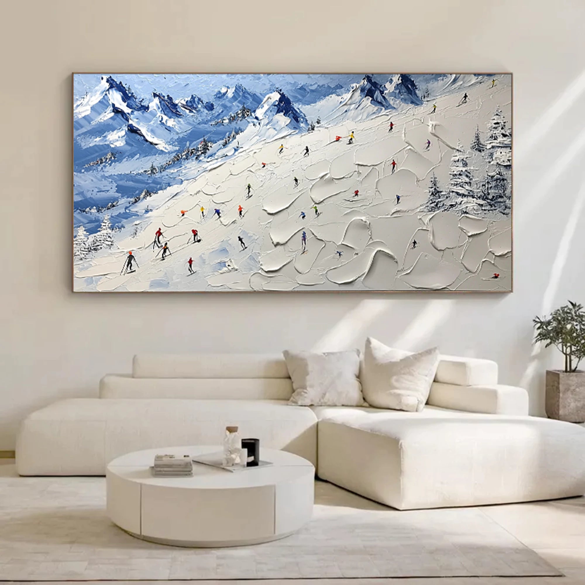 3D Impasto Winter Skiing Wall Art #AS278